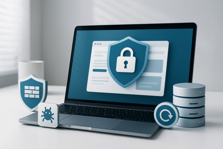 Layered WordPress hosting security with firewall, backups, and malware protection